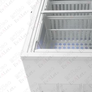 سبد و فضای داخلی فریزر صندوقی تک درب الکتروفام 420 لیتری
